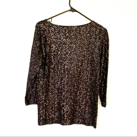 J, Crew Sequined Long Sleeve Blouse Black Small - Picture 4 of 4
